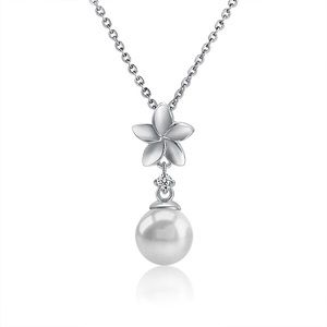 Alamea Sterling Silver Plumeria Pearl Pendant